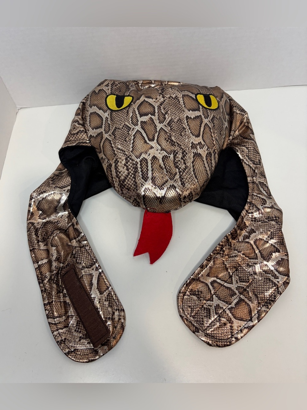 Snake Pattern Reptile Hood with Yellow Eyes and Red Tongue costume